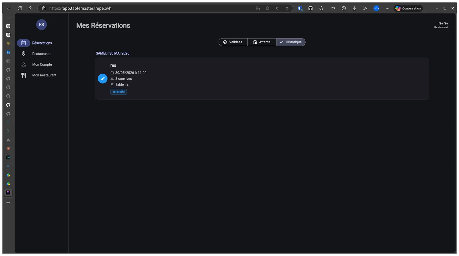 Application web TableMaster